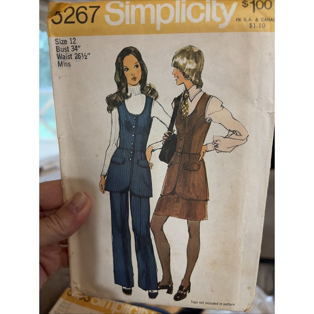 Vintage 1972 Simplicity 5267 Vest Skirt Pants Sewing Pattern Size 12 Uncut
